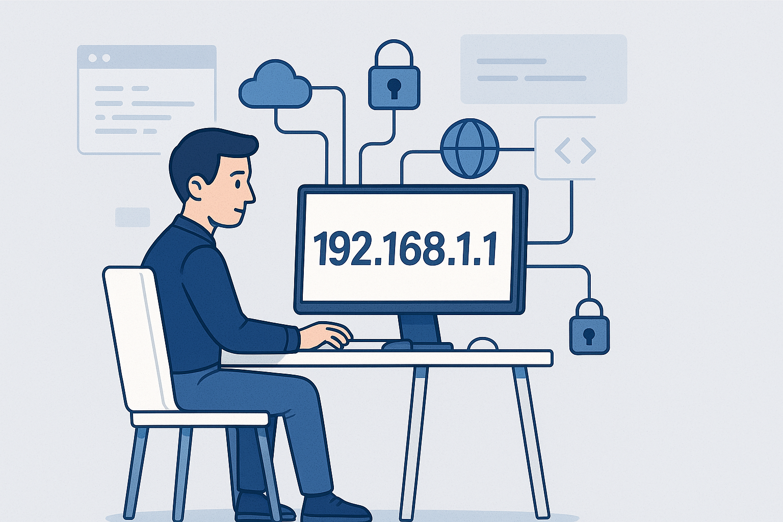 Hombre conectado a red informática